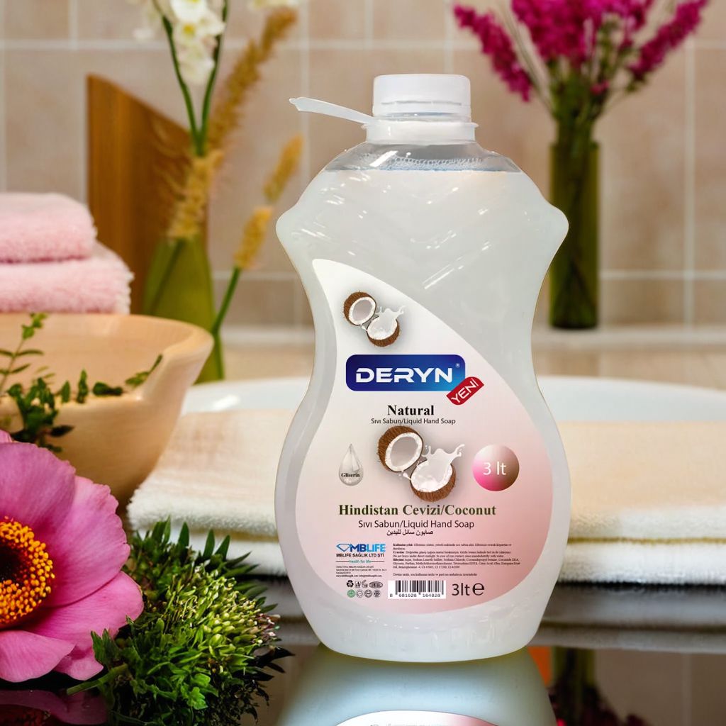 Deryn 3 lt hindistan cevizi esanslı sıvı sabun - büyük boy cilt dostu bakım